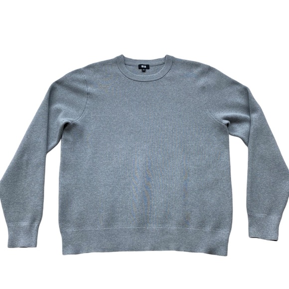 UNIQLO Men’s Gray Ribbed Crew Neck Sweater  Size:  M - Picture 2 of 9